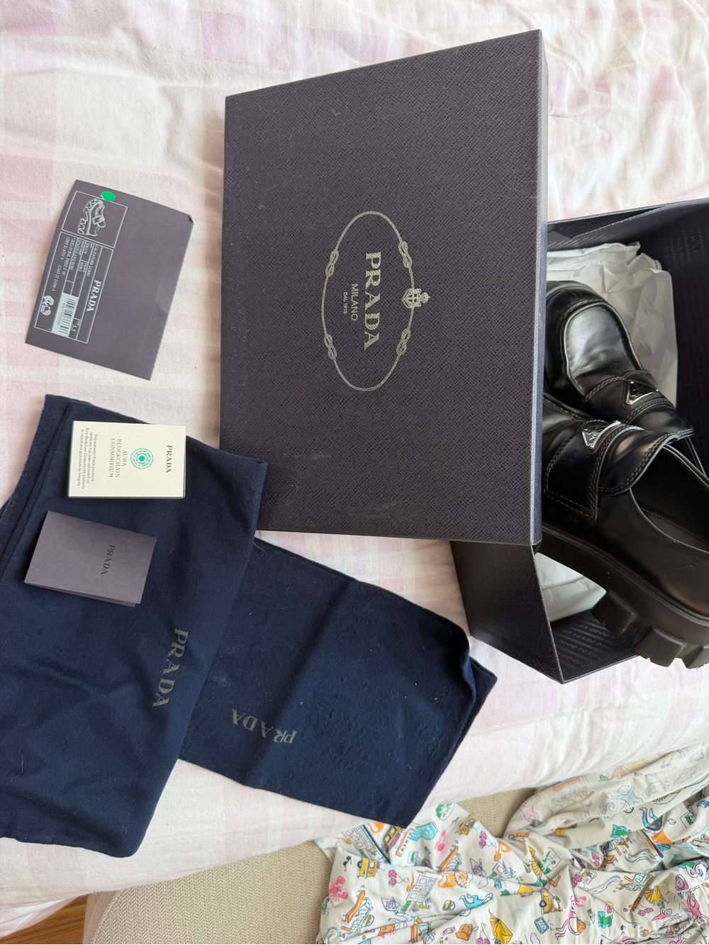 Prada Men's Navy Loafers - Black Leather